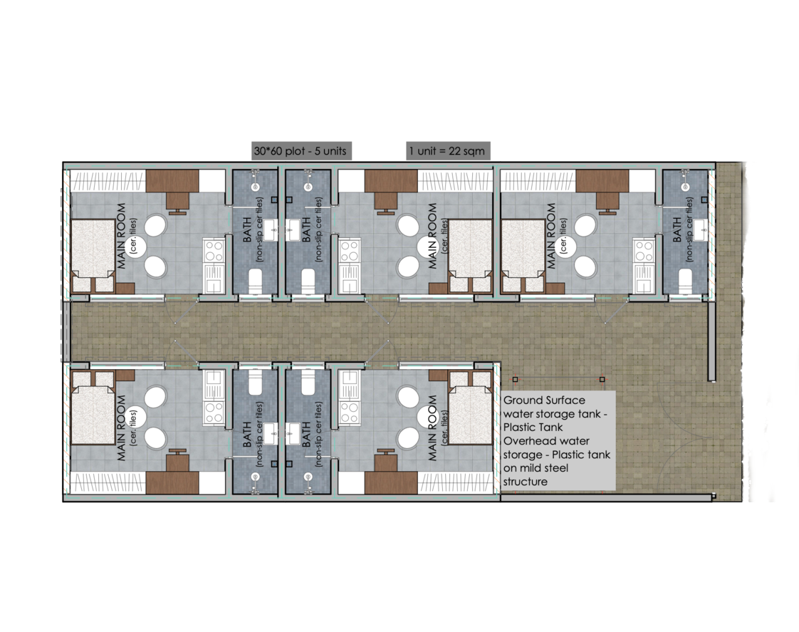 Architectural floor plan 13060.png for Bedsitter IBS - 13060 with 1 bedrooms and 1 bathrooms. ( bedsitter )