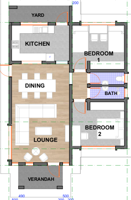 Architectural floor plan 31151-floor-plan-phase 1 for Inuua Chapchap 31151 with 3 bedrooms and 2 bathrooms. ( jengapolepole )