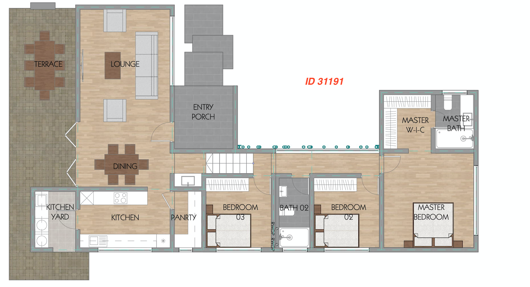 Architectural floor plan 31191_ floor plan.png for Inuua Chapchap 31191 with 3 bedrooms and 2 bathrooms. ( bungalow )