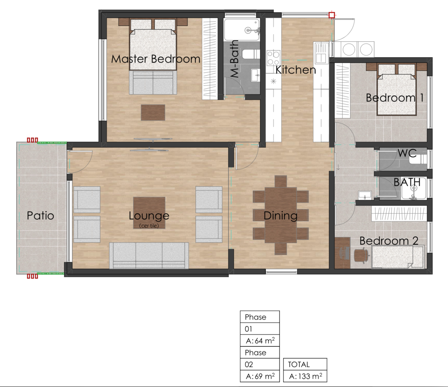 Architectural floor plan 31213 complete for Inuua Chapchap 31213 with 3 bedrooms and 2 bathrooms. ( jengapolepole )