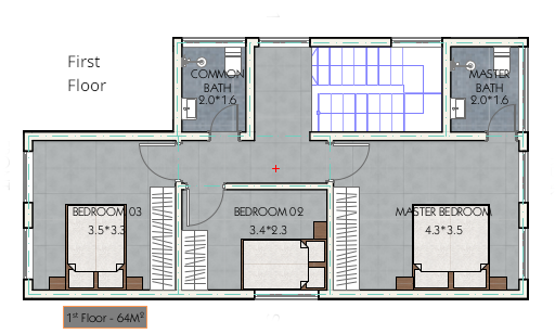Architectural floor plan 3261-first.png for 3 Bedroom Maisonette - ID 3261 with 3 bedrooms and 2 bathrooms. ( maisonette )