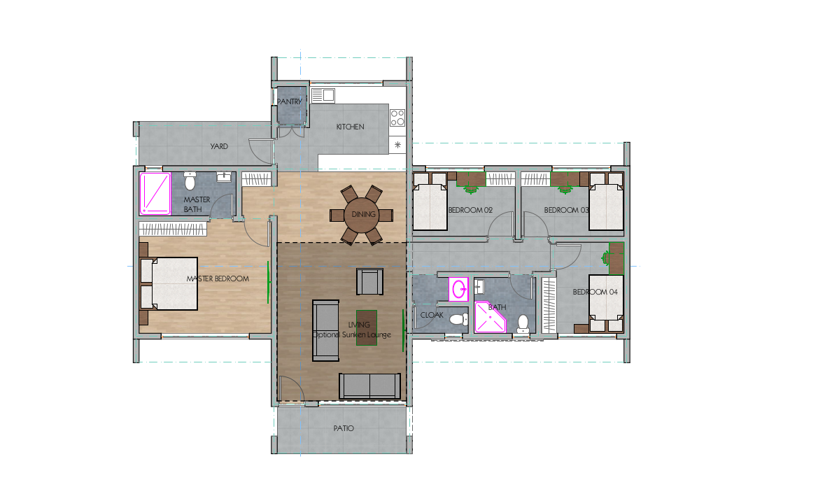 Architectural floor plan Annotation 2020-08-18 044223.png for 4 Bedroom Bungalow - ID 4141 with 4 bedrooms and 3 bathrooms. ( bungalow )