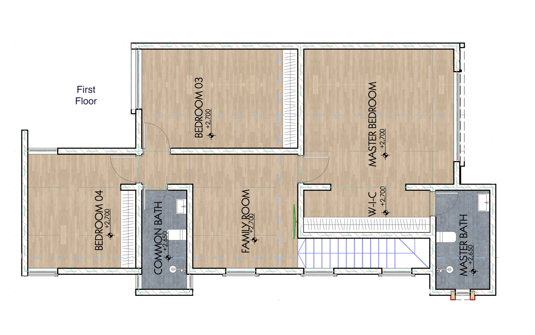 Architectural floor plan 4221 First for 4 Bedroom Maisonette - ID 4221 with 4 bedrooms and 3 bathrooms. ( maisonette )