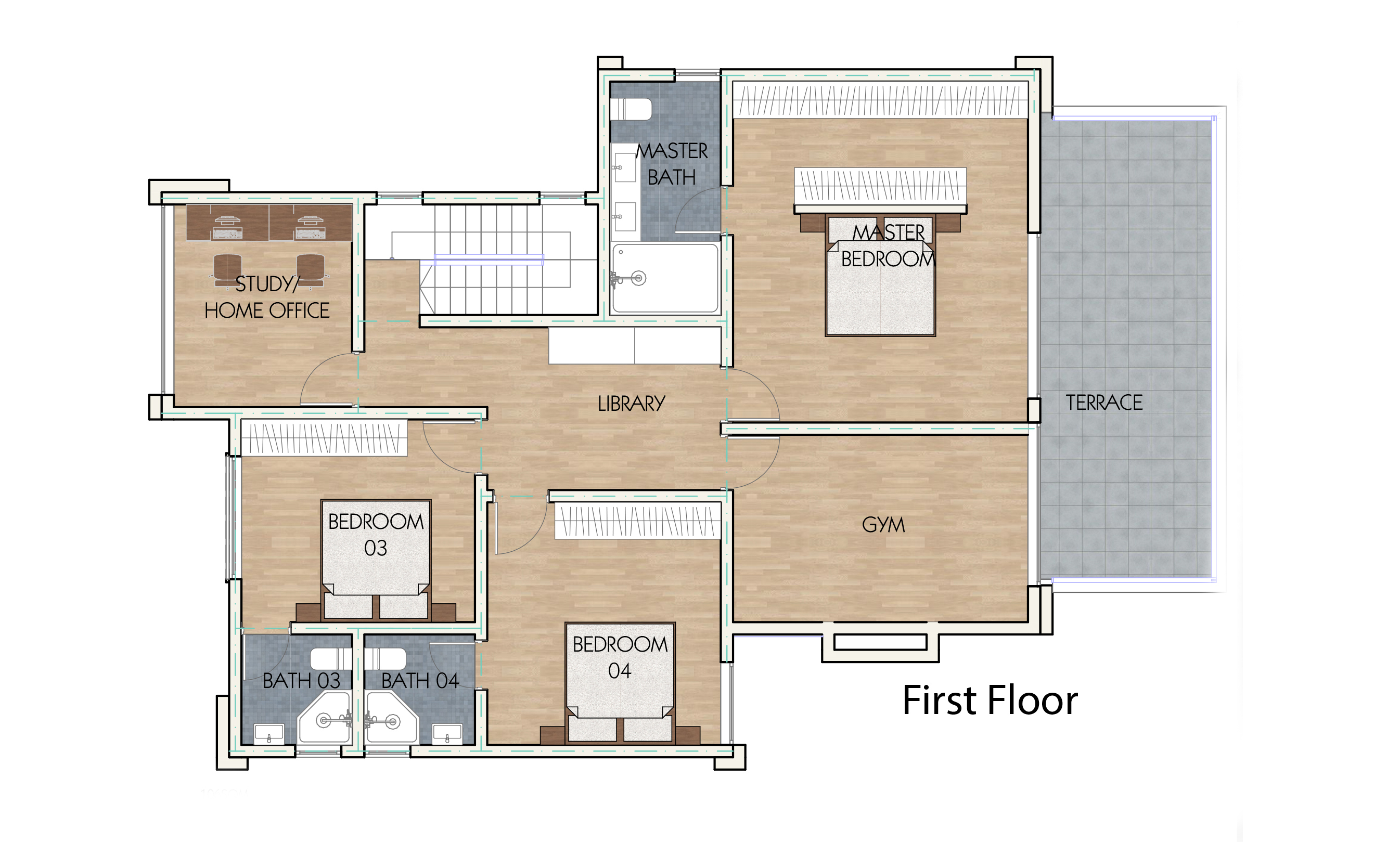 Architectural floor plan 4292 - 1.jpg for 4 Bed Maisonette - ID 4292 with 4 bedrooms and 4 bathrooms. ( maisonette )