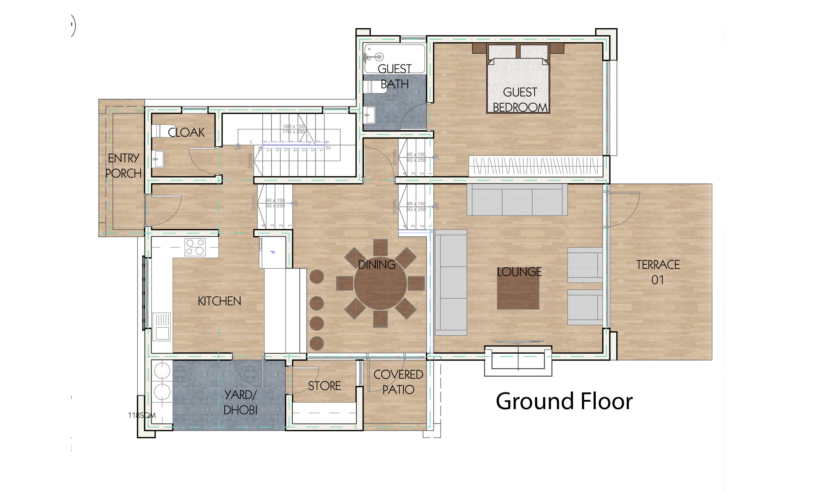 Architectural floor plan 4292.png for 4 Bed Maisonette - ID 4292 with 4 bedrooms and 4 bathrooms. ( maisonette )