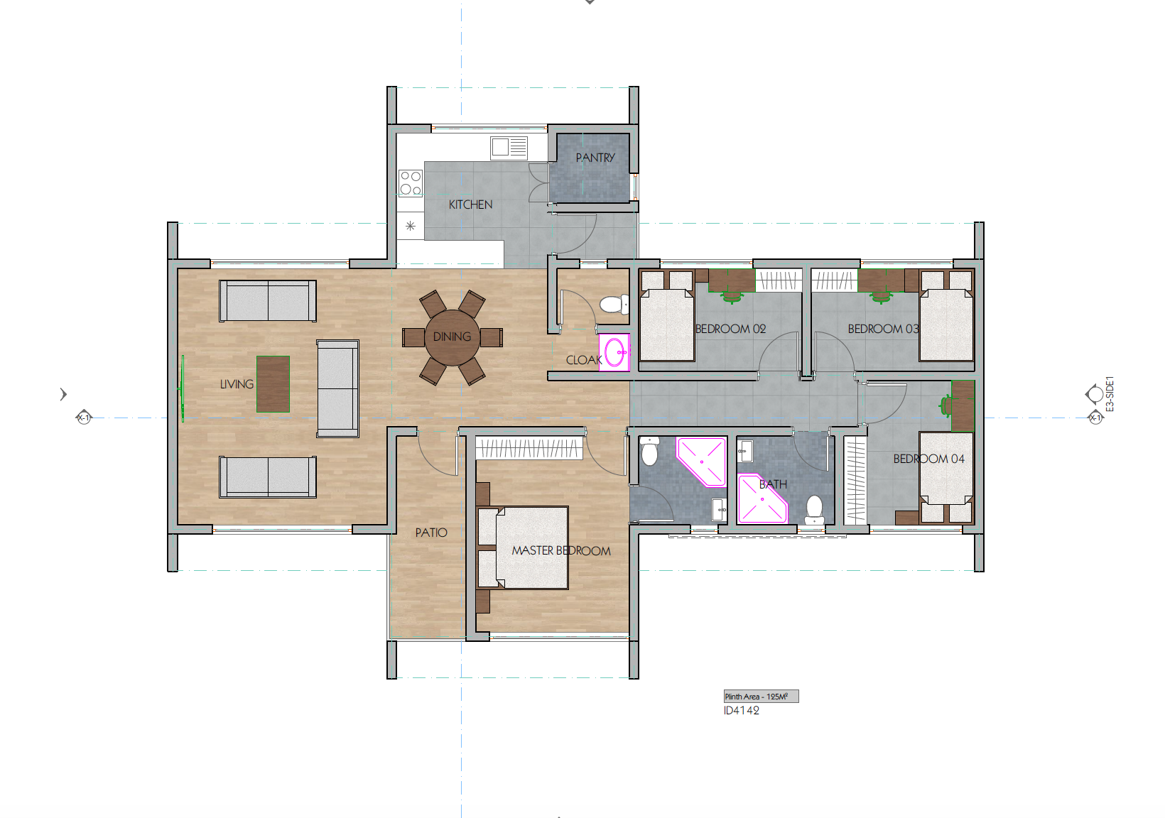 Architectural floor plan Screenshot 2019-10-18 11.29.56.png for 4 Bedroom Bungalow - ID 4142 with 4 bedrooms and 3 bathrooms. ( bungalow )