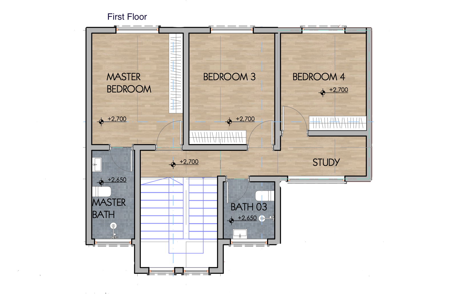 Architectural floor plan 4211 First Floor for 4 Bedroom Maisonette - ID 4211 with 4 bedrooms and 3 bathrooms. ( maisonette )