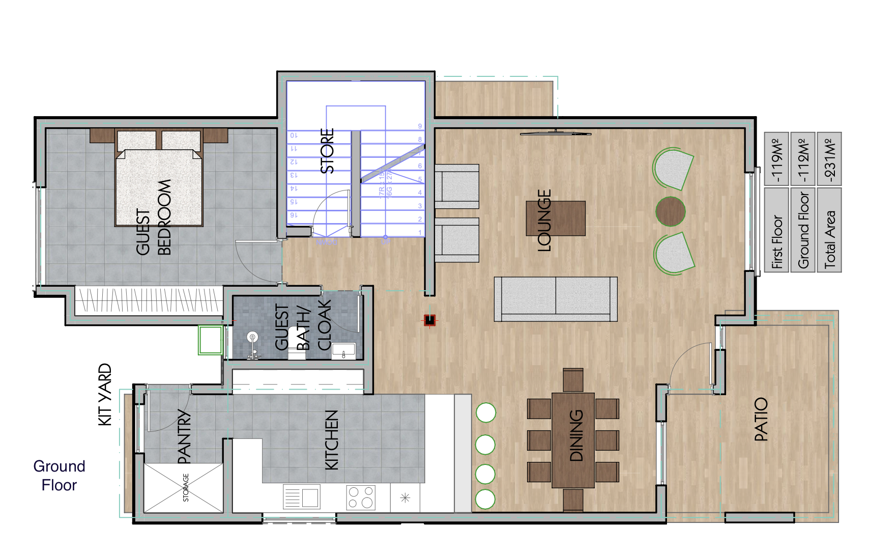 Architectural floor plan Floor Plan for 4 Bedroom Maisonette - ID 4232 with 4 bedrooms and 3 bathrooms. ( maisonette )