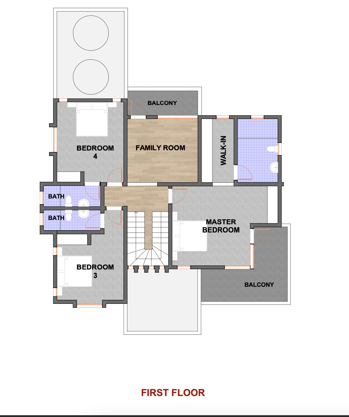 Architectural floor plan First Floor for NACHU Maisonette Flat NC43 with 4 bedrooms and 3 bathrooms. ( maisonette )